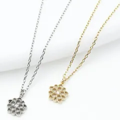 繊細な造りが美しい透かしフラワーモチーフネックレス お花 アズキチェーン アジャスター4cm シルバー ゴールド メール便 送料無料 プレゼント 秋冬 大人気