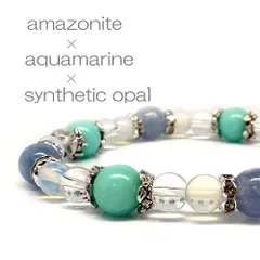 天然石 アマゾナイト アクアマリン オパール デザインブレスレット 『天然石のお店アクアストーンズ』
