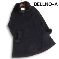 BELLNO-A ラック東京 秋冬 毛皮 リアル ブルー フォックス ファー♪ アンゴラ100％ コート Sz.9AR レディース 黒 日本製