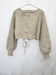 ◇ ⊇ NICE CLAUP ナイスクラップ ショート丈 長袖 ニット セーター サイズS ライトブラウン系 レディース E  【1411070016119】