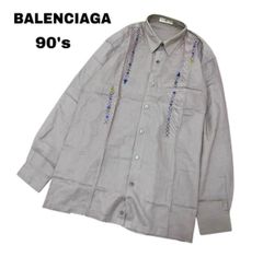 胸元ロゴ ジャガード シャツ バレンシアガ BALENCIAGA 90s ジャガード　胸元ロゴ　BIG バレンシアガ　シャツ BALENCIAGA 90s BIG メルカリ - トップス
