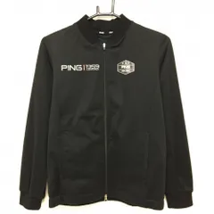 【超美品】ピン ジャケット 黒×グレー ロゴ ダブルジップ 裏地メッシュ レディース S ゴルフウェア PING