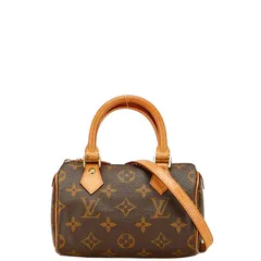 ルイ ヴィトン モノグラム ミニ スピーディ ハンドバッグ ショルダーバッグ 2WAY M41534 ブラウン PVC レザー レディース LOUIS VUITTON【1-0228663】