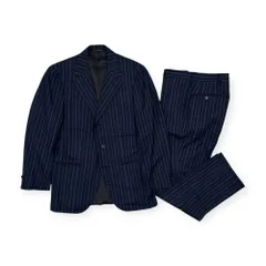 Green Label Relaxing グリーンレーベル カノニコ生地 ストライプ セットアップ スーツ 42/W73/段返3B テーラードジャケット