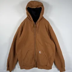 古着 カーハート Carhartt パーカー フルジップ アクティブパーカー 裏地メッシュ レインディフェンダー M キャメル メンズ