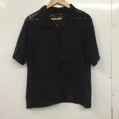 w closet ダブルクローゼット シャツ、ブラウス 半袖 半袖ニットシャツ 前ボタン 編み上げニット