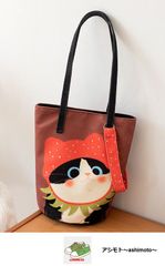 ☆新品未使用「送料込」キュート//ショルダー//ネコ//かわいい//手提げ袋//コンパクト//ピンクブラウン//23
