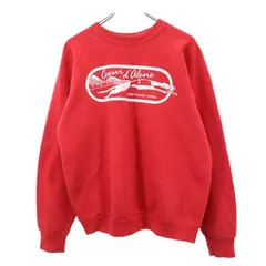 フルーツオブザルーム 80s USA製 プリント スウェット 長袖トレーナー L 赤 FRUIT OF THE LOOM メンズ 【中古】  【230205】