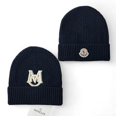 新品 MONCLER モノグラム ロゴ 刺繍 ニットキャップ ビーニー
