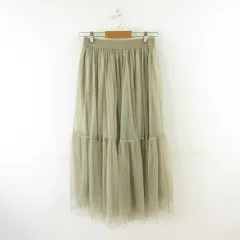 Dazy チュールスカート フレア ロング ベージュ M *T194