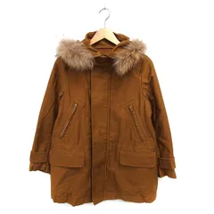 ズッカ zucca フード コート アウター ミディ丈 ラクーンファー ボア 比翼仕立て ライナー S 茶 ブラウン /NT2のサムネイル