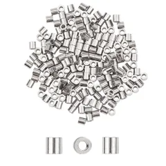 【数量限定】コラムビーズ 2mm 304ステンレス製スペーサービーズ 約200個 円筒形 ロンデルビーズ シリンダービーズ 小さなビーズ ステンレス鋼色 光沢メタルビーズ ビーズチャームパーツ UNICRAFTALE ブレスレットネックレス用 アクセサリーパー