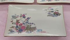 角皿5枚　Shibata CHINA　和食器　平安シリーズ　約21cm×12cm　草花柄　野菊柄　柴田陶器