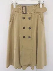 ◇ ◎ one way ワンウェイ ベルト付 ロング フレア スカート サイズM ベージュ レディース  【中古】 【1206030002758】