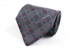 マリオヴァレンティノ ブランド ネクタイ ロゴ ドット 格子柄 小紋柄 シルク イタリア製 PO  メンズ グレー MARIO VALENTINO 【中古】