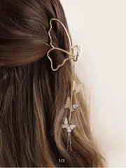 髪飾り　バレッタ　ヘアクリップ　蝶々　ゴールド　胡蝶しのぶ