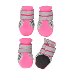 ☆ ピンク ☆ L（幅4.0cm） ☆ 犬靴 nadogs1500 犬 靴 脱げにくい ドッグシューズ 犬の靴 犬用靴 足 脚 カバー 履かせやすい 滑りにくい メッシュ 通気性 反射材 面ファスナー お散歩 お出かけ 肉球保護 ケガ防止 汚れ防止 夏 冬