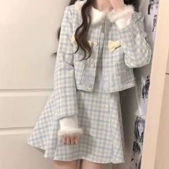 【新品】レトロガーリー♡ツイードスーツセットアップ レディース ジャケット ワンピース 入学式 卒業式 フォーマル おすすめ 人気 S M L 　E1531