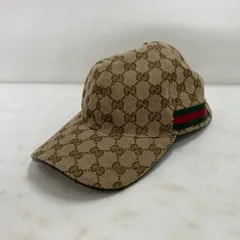 02w18898 グッチ GUCCI  GGキャンバス シェリーライン  ストライプ付き ベースボールキャップ  ベージュ M  イタリア製 キャップ  200035・601491  【中古品】