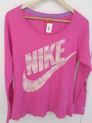 ◇ NIKE ナイキ ロゴ プリント 長袖 Tシャツ カットソー サイズL ピンク ベージュ レディース  【中古】 【1206270009180】