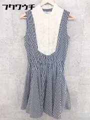 ◇ The Virgnia ザ ヴァージニア ストライプ ノースリーブ 膝丈 シャツ ワンピース サイズ36 ベージュ ホワイト ブラック レディース 【中古】 【1002800717620】