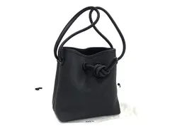 ■極美品■ VASIC ヴァジック ボンド ミニ レザー 巾着型 ハンドバッグ トートバッグ レディース ブラック系 FN1680