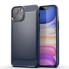 iPhone14 Plus ケース  カーボン調 薄型 耐衝撃 ソフト ケース 【Color】 ネイビー