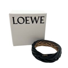 LOEWE ロエベ　ブレイデッドバングル　ブラック　レザー編み込み　ブレスレット LOEWE ロエベ Braided ブレイデッド レザー編み込みバングル ブレス