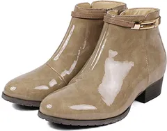 長靴 ショートブーツ 防水 多機能 レインブーツ レディース おしゃれ ヒール 軽い 軽量 レインシューズ ブーツ ジュニア 女子 黒 ブラック ベージュ htc3681 オーク（エナメル） M（22.5-23cm）