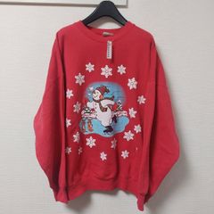 90年代 MEXCO製 Hanes ヘインズ スノーマン スケート アニマル ウサギ ラビット スウェット レッド 赤 XXL 06A2205