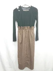 ◇ ⊇ CAPRICIEUX LE'MAGE レイヤード風 ベロア 長袖 ロング ワンピース サイズPS ブラウン ブラック レディース E  【1410290055250】