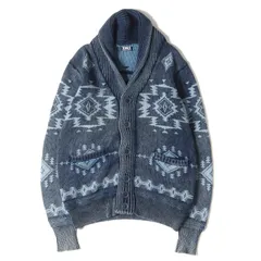 美品 TMT ティーエムティー カーディガン サイズ:M 17AW ネイティブ柄 インディゴ コットンニット ショールカラー カーディガン INDIGO JACQUARD NATIVE KNIT CARGIGAN インディゴ トップス 長袖のサムネイル