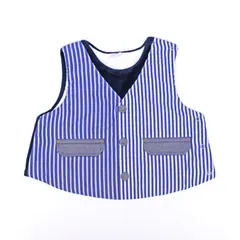 RAG MART ラグマート ベビーベスト ブルー ジレ ストライプ キルト パイル フォーマル ベビー服 ベビードレス ドレッシー  ベスト シック キッズ かっこいい かわいい 秋冬