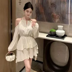 ドレス ミニ丈 フリルワンピース オフショルダー 結婚式 パーティー