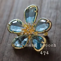 クリスタルフラワーのブローチ【ブルー】　お花 シンプル 大人 上品 かわいい コサージュ 発表会 卒業式 入学式 NerD