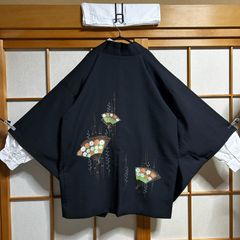 羽織のみ｜黒地に扇面柄刺繍の羽織（インナー別売） メンズ着物 和モダン 和洋ミックス ビッグシルエット