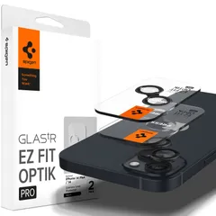 【新着商品】iPhone 15/15 15/15 iPhone Plus Plus 対応 保護 カメラフィルム カメラ 用 Plus/14/14 レンズ Pro Optik クリア Fit EZ ブラック tR Glas 2枚入 Spigen