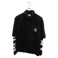 BURBERRY LONDON (バーバリーロンドン) Globe Graphic Cotton Oversized Shirt ロゴ刺繍 レイヤードスリーブシャツ ブラック 8029890のサムネイル