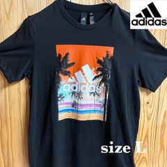 【古着】adidas(アディダス)半袖Tシャツ L 黒 前面プリント スポーツ アメカジ 美品