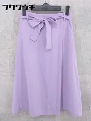 ◇ ◎ BEAMS HEART ビームス ハート リボン付き 膝下丈 フレア スカート サイズS パープル レディース  【1002801537319】