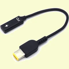 【特価セール】PD専用 (メス) AC電源 USB-C - オス 変換アダプタ プラグ 四角型 用 ケーブル 用 LAVIE ブラック約 NEC Thinkpad (レノボ) 20cm Lenovo オーディオファン