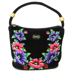 フェイラー ハンドバッグ 花柄 シェニール織 鞄 カバン ブランド 黒 レディース ブラック FEILER 【中古】