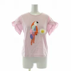 ケイトスペード KATE SPADE Tシャツ カットソー 半袖 クルーネック フリル イラスト プリント スパンコール 装飾 160cm ピンク タグ付き /BB