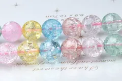 6mm クラック水晶（爆裂水晶） ミックス（マルチカラー） １連（約38cm） パワーストーン 天然石 _R1586-6