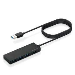 【在庫処分】USB3.0 Aポート×4 【超小型・軽量設計】 ケーブル1.5m U3H-FC04BBK ブラック USBハブ MacBook/Surface/Chromebook他 エレコム ノートPC対応