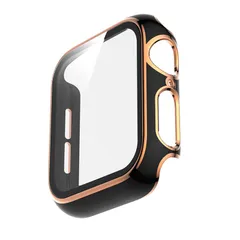 アップルウォッチ カバー ケース 【ブラック×ローズゴールド】 ライン キラキラ apple watch series 6 SE 5 4 3 2 1 38mm 40mm 42mm 44mm 45mm