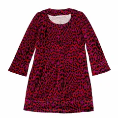 DIANE VON FURSTENBERG ダイアン フォン ファステンバーグ シルク 100% レオパード ヒョウ柄 アニマル ワンピース size 2 ピンク 長袖 8分袖