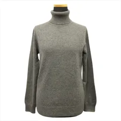 美品 ユニクロ UNIQLO カシミヤ100% タートルネック ニット セーター 無地 L グレー レディース