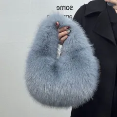 ☆ ライトブルー ☆ フェイクファートートバッグ pmybag20 フェイクファー バッグ ファーバッグ 小さめ エコファートートバッグ ハンドバッグ 手提げバッグ ミニトートバッグ ハンドバック トートバック レディース ミニバッグ おしゃれ かわいいのサムネイル
