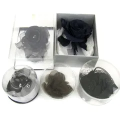 ブローチ コサージュ 5点セット フラワーモチーフ ブラック系 未使用有 アクセサリー 箱ダメージ有 まとめて 大量 レディース 【中古】